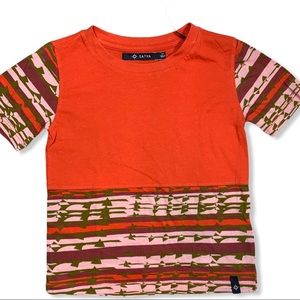 Satva red‎ Aztec print organic tee new 3T
